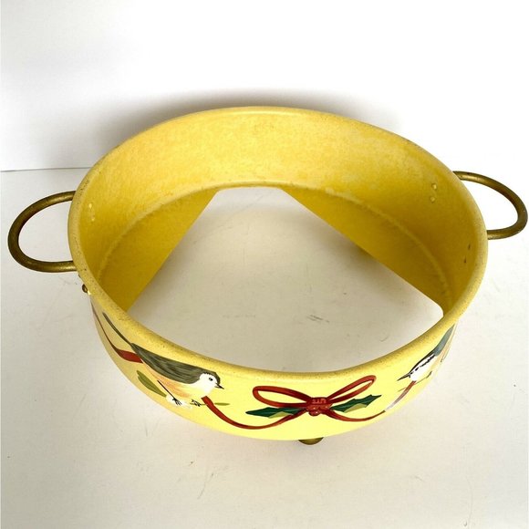 Lenox Winter Greetings Holiday Birds Round Metal Casserole Holder 10" Toleware C - Picture 2 of 12